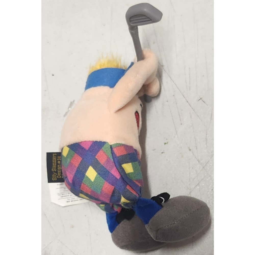 Silly Slammers Sports McDivot Golf Plush Talks Vintage 1998 Beanbag Toy Plaid - Picture 5 of 7